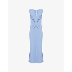 Victoria Beckham Gathered-waist sleeveless stretch-woven midi dress