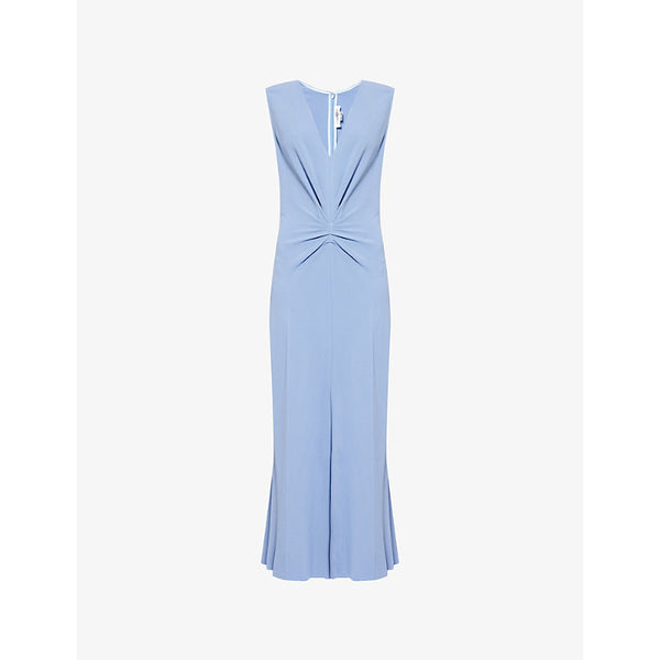 Victoria Beckham Gathered-waist sleeveless stretch-woven midi dress