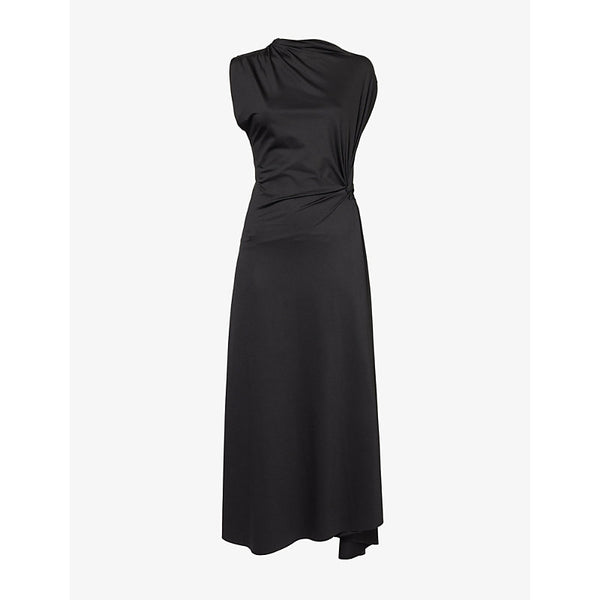 Victoria Beckham Draped asymmetric stretch-satin midi dress | VICTORIA BECKHAM