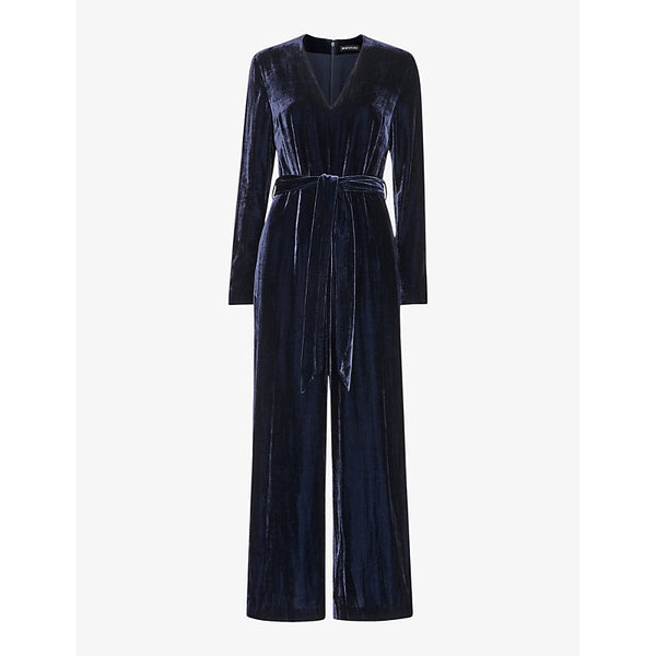 Whistles Elora wide-leg velvet jumpsuit