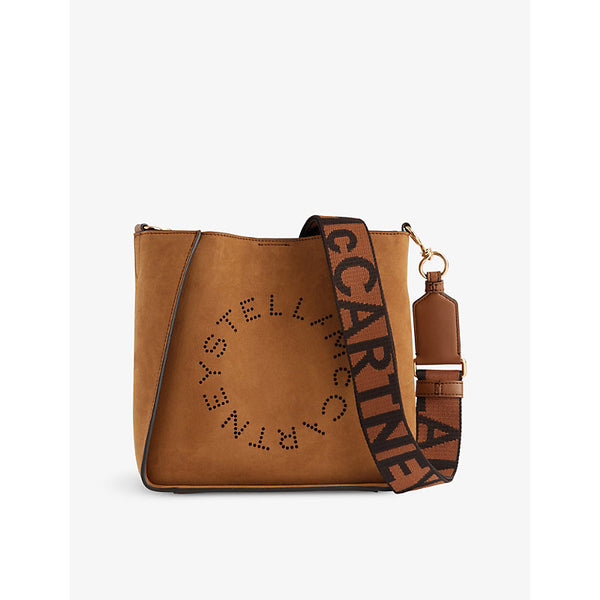 Stella Mccartney Logo-studded square faux-suede crossbody bag