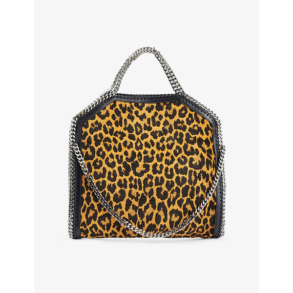 Stella Mccartney Falabella leopard-pattern woven tote bag