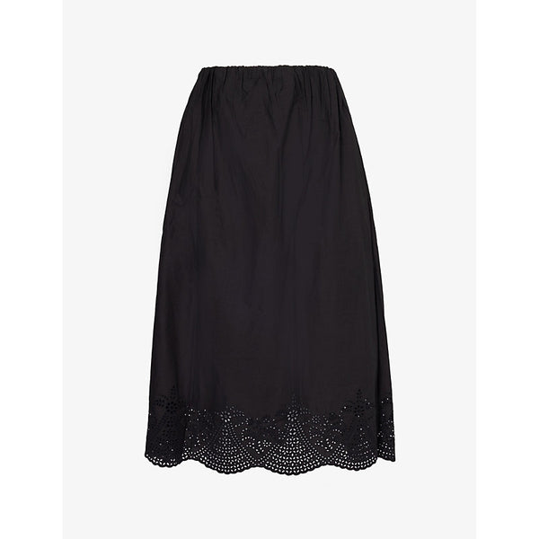 Posse Beryl embroidered cotton midi skirt