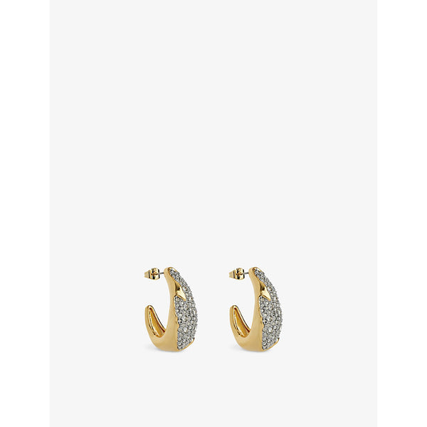 Alexis Bittar Solanales Crystal embellished 14ct yellow-gold and rhodium plated hoop earrings