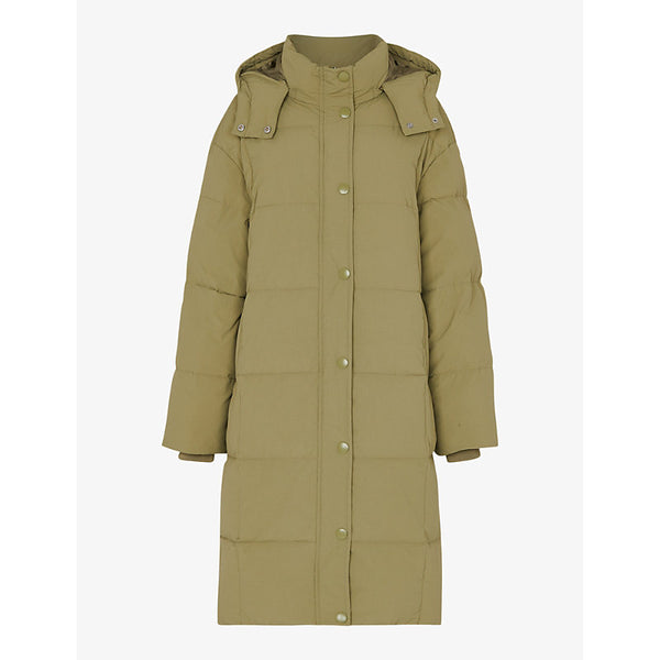 Whistles Una relaxed-fit hooded shell quilted coat