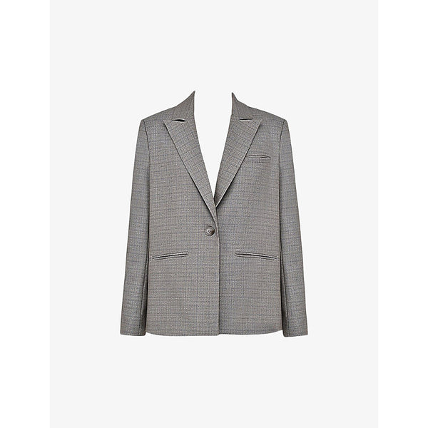 Mistress Rocks Peak-lapel single-breasted checked stretch cotton-blend blazer