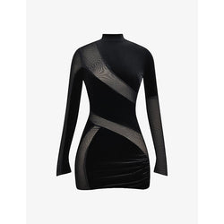 Mistress Rocks High-neck long-sleeve stretch-velvet mini dress | MISTRESS ROCKS