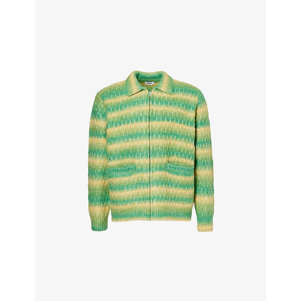 Obey Reggie striped-print relaxed-fit knitted cardigan