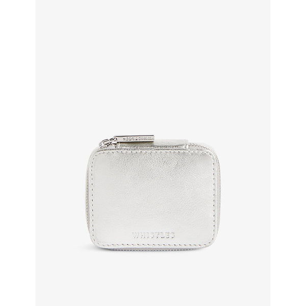 Whistles Lotta Mini logo-embossed metallic-leather jewellery box