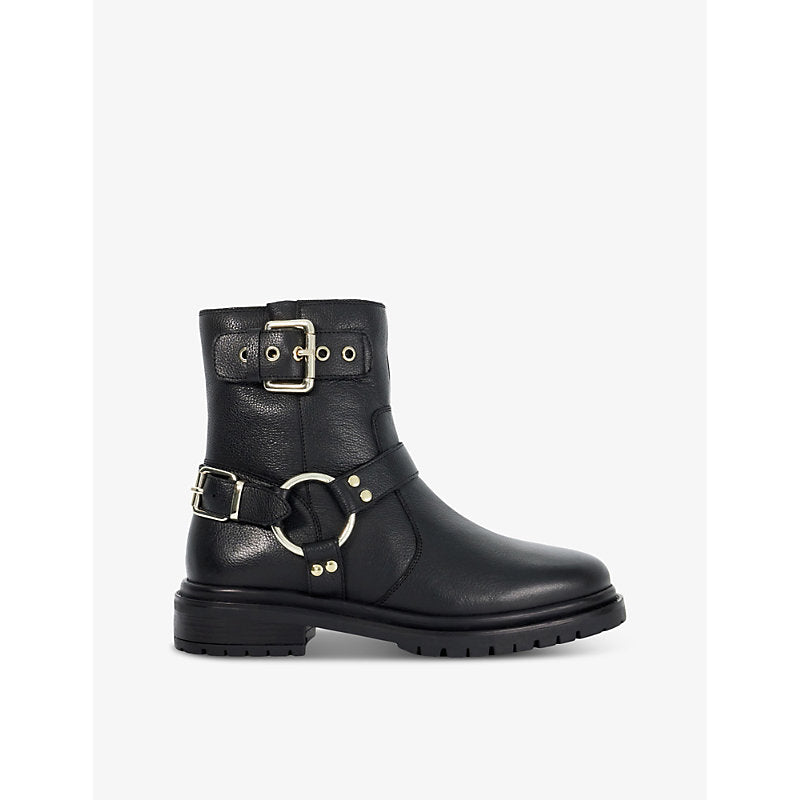 Dune Panos ring-embellished leather biker boots