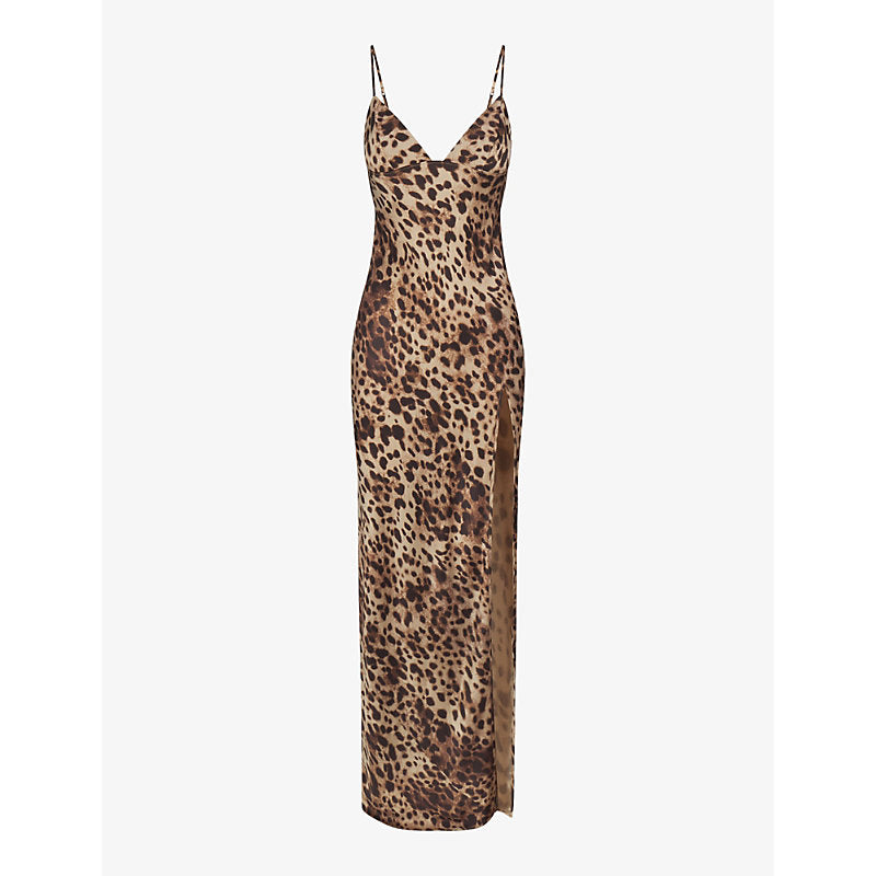 Dolce & Gabbana x SKIMS leopard-print stretch-silk maxi slip dress | SKIMS