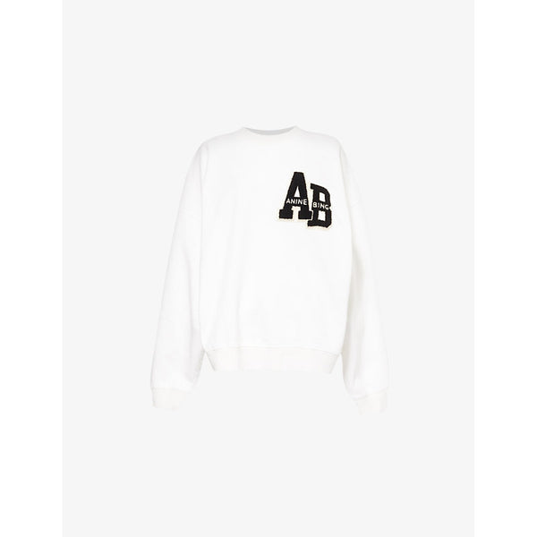 Anine Bing Miles flocked-letter relaxed-fit cotton-jersey sweatshirt