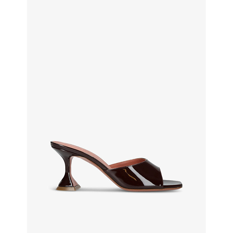 Amina Muaddi Lupita 70 flared-heel patent-leather heeled mules