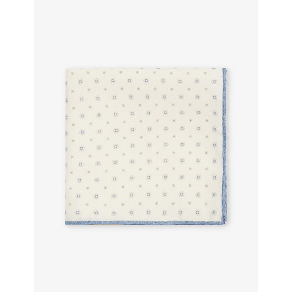 Eleventy Dotted-Print Cotton-Wool Blend Pocket Square