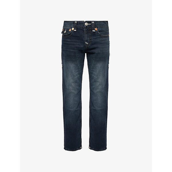 True Religion Ricky Exposed-Stitch Straight-Leg Relaxed-Fit Denim-Blend Jeans