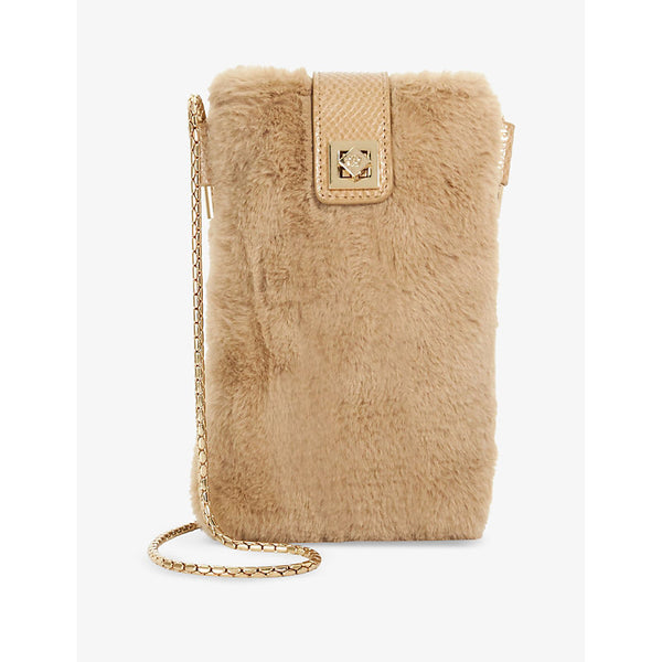 Dune Snug faux-fur phone cross-body bag