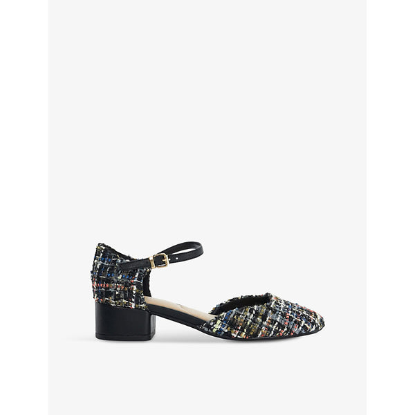 Dune Dominos tweed-effect woven heeled courts