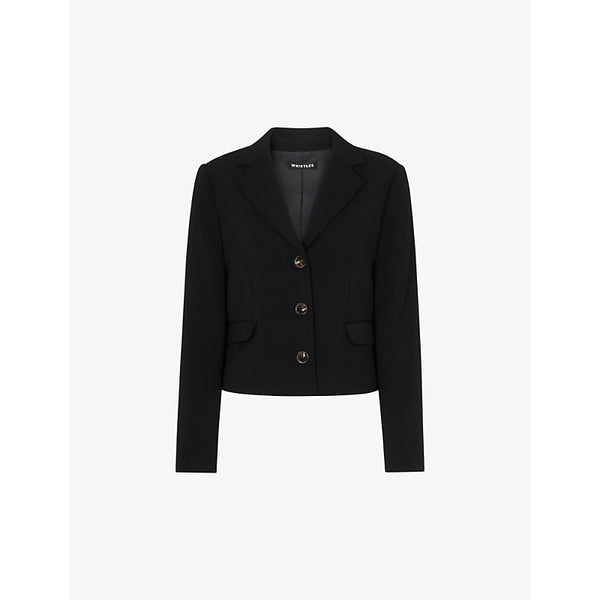 Whistles Single-breasted cropped crepe blazer