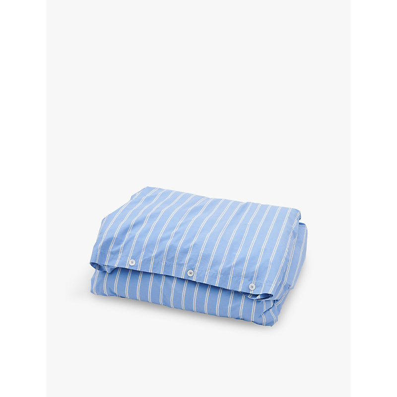 Tekla Percale stripe-pattern double organic-cotton duvet cover