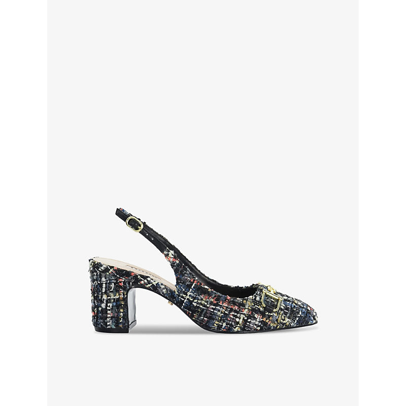 Dune Choices snaffle block-heel tweed slingback courts | Dune