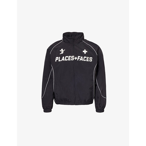 Places + Faces Brand-print two-slip-pockets regular-fit woven jacket