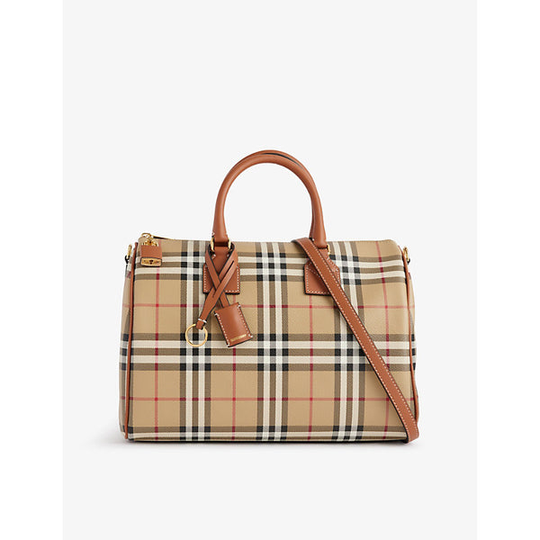 Burberry Check-print medium faux-leather bowling bag