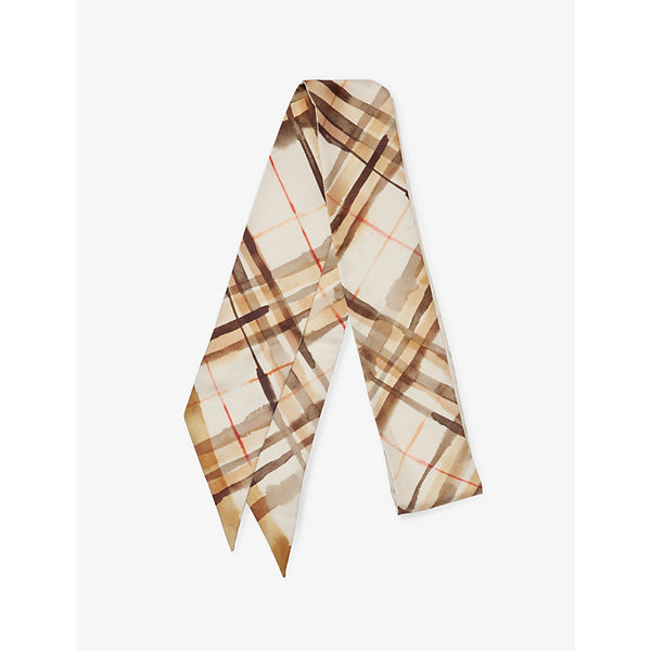 Burberry Check-print brand-tab silk scarf