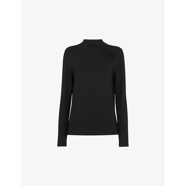 Whistles Ruched-front long-sleeve stretch-woven top