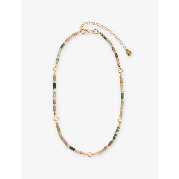 V By Laura Vann Column 18ct yellow-gold plated sterling silver, agate and topaz necklace