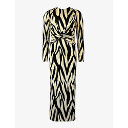 Ro&Zo Abstract-pattern tie-front stretch-jersey maxi dress | RO&ZO