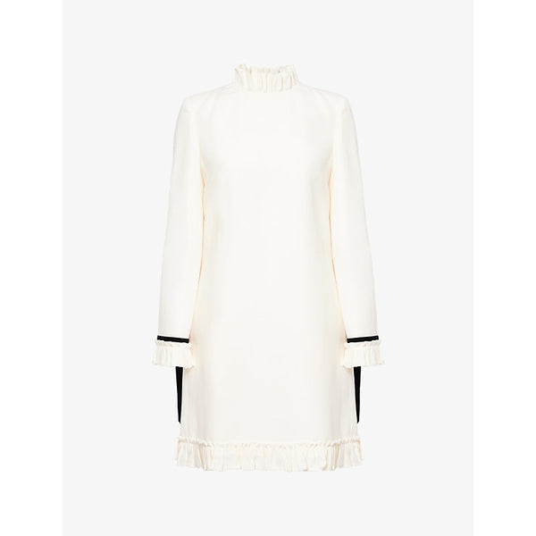 Valentino Garavani Frilled long-sleeves wool and silk-blend mini dress | VALENTINO GARAVANI