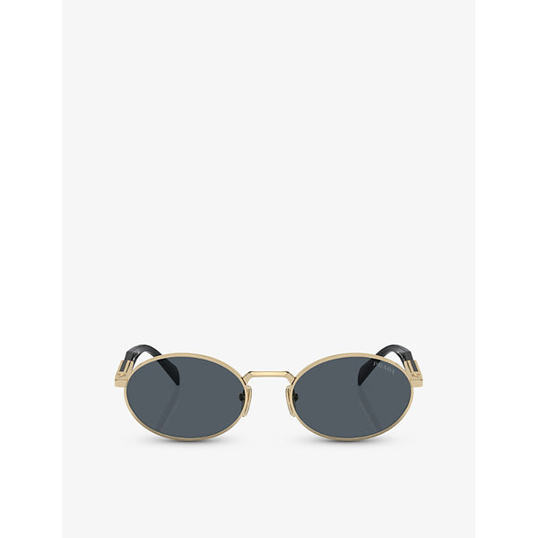 Prada PR 65ZS Oval-Frame Metal Sunglasses