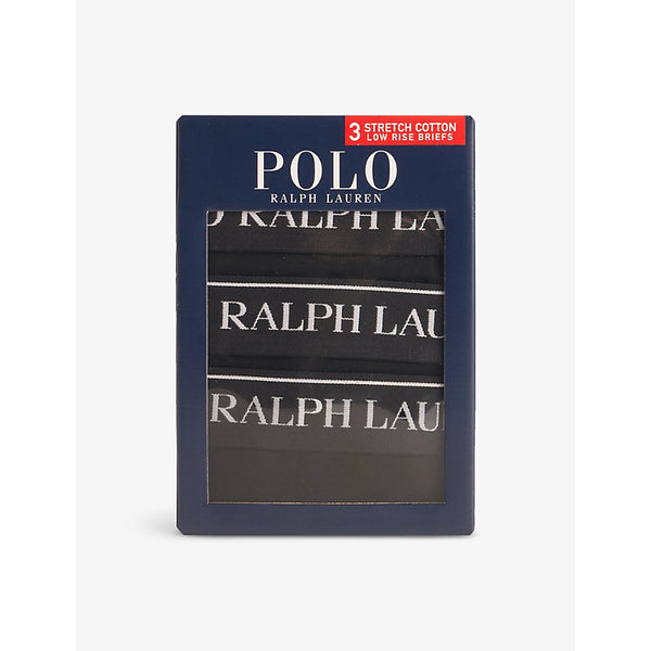 Polo Ralph Lauren Logo-waistband low-rise pack of three stretch-cotton briefs