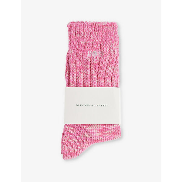 Desmond And Dempsey Ribbed crew-length cotton-blend knitted socks