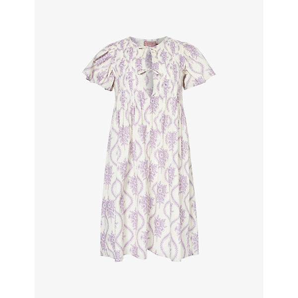 Desmond And Dempsey Alpen Flora pleated organic-cotton nightdress