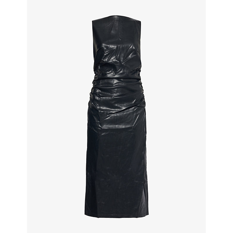 Amy Lynn Vera ruched faux-leather midi dress | AMY LYNN