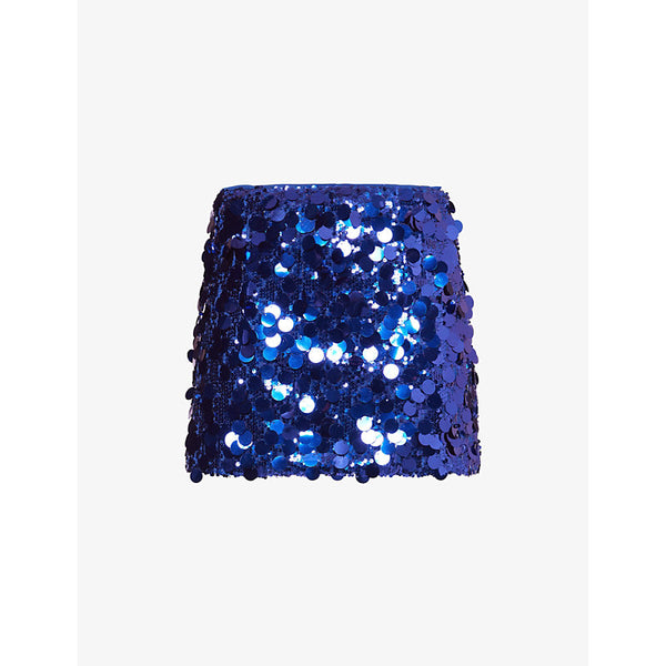 Amy Lynn Sequin-embellished micro mini woven skirt