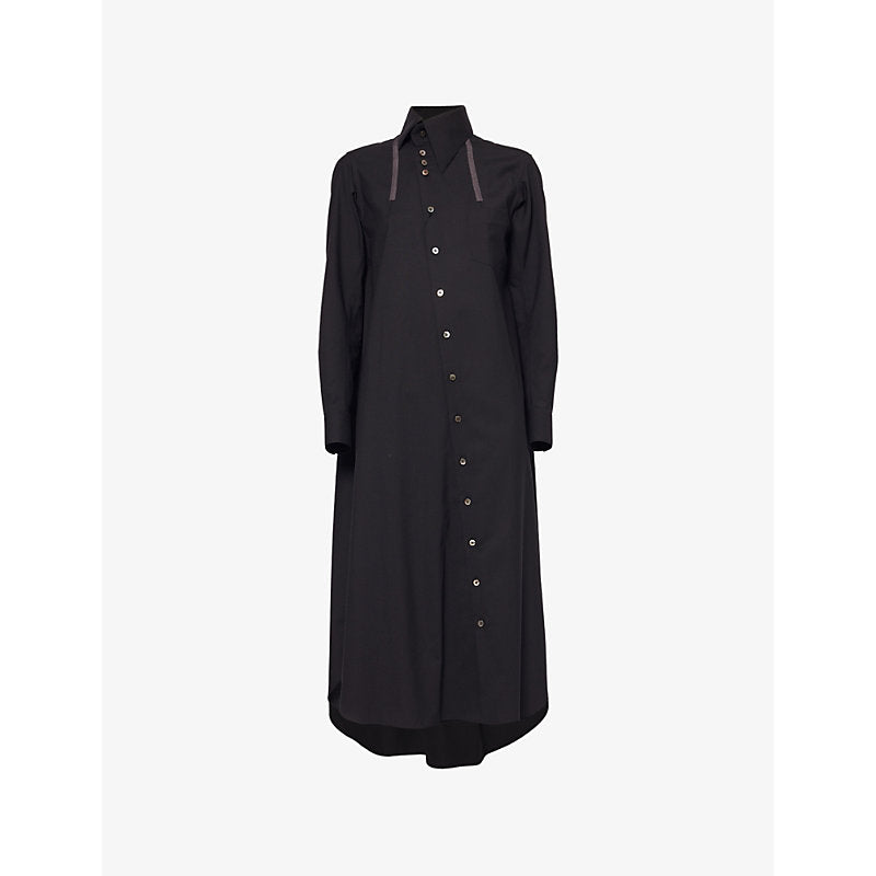 Shiro Sakai Asymmetric Cocoon wool shirt dress | SHIRO SAKAI