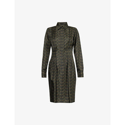 Max Mara Panfilo graphic-pattern silk-satin midi dress | MAX MARA