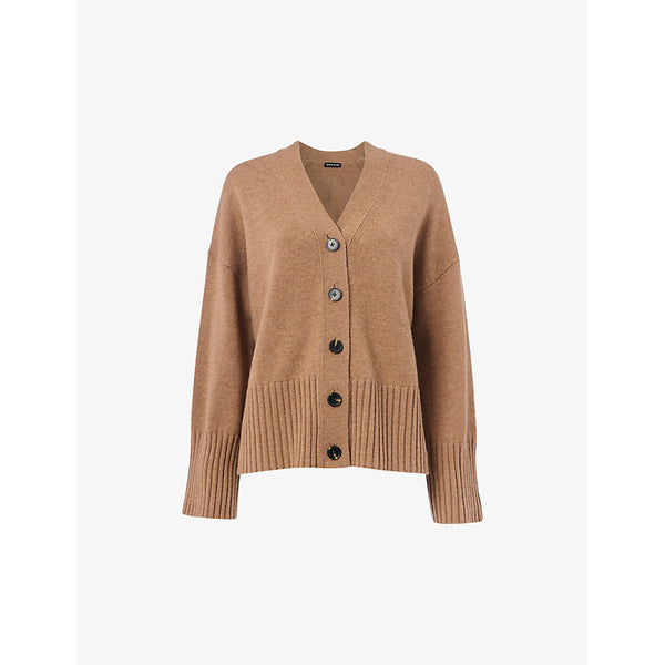 Whistles V-neck ribbed wool and cashmere cardigan