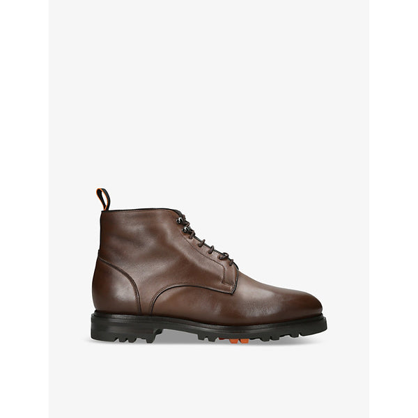 Santoni Colin lace-up flat leather ankle boots