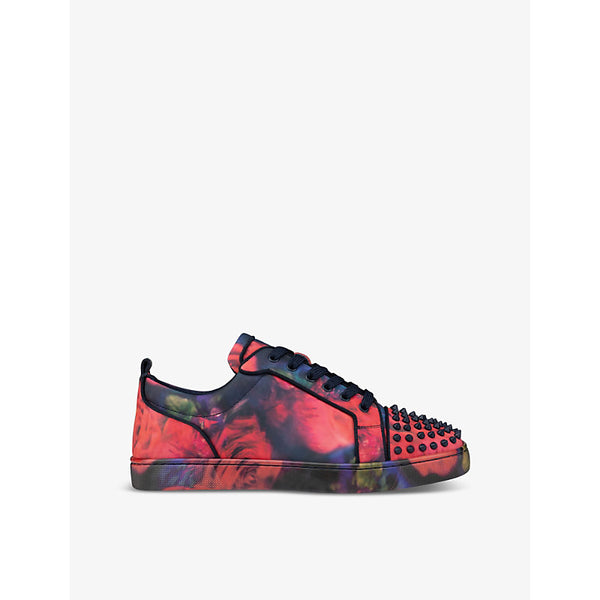 Christian Louboutin Louis Junior Spikes graphic-print satin low-top trainers