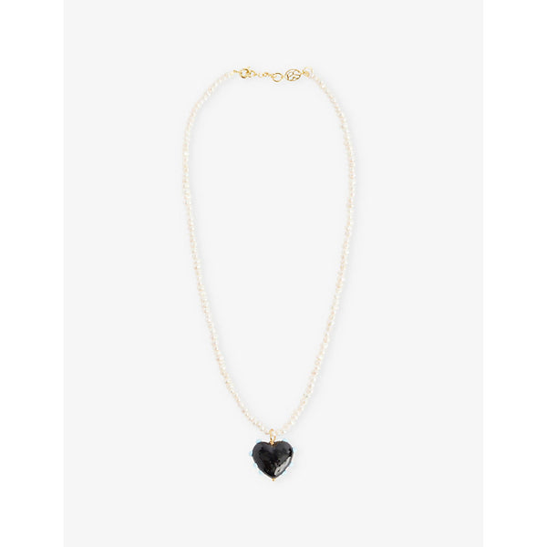 Sandralexandra Milagros glass-heart and freshwater-pearl necklace