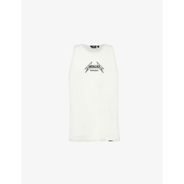 Represent x Metallica brand-print relaxed-fit stretch-cotton top