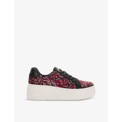 Dune Episode lace-up flatform low-top woven trainers