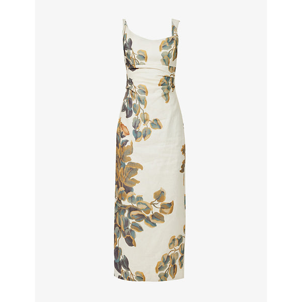 Sir Evalita Twist flower-print linen midi dress