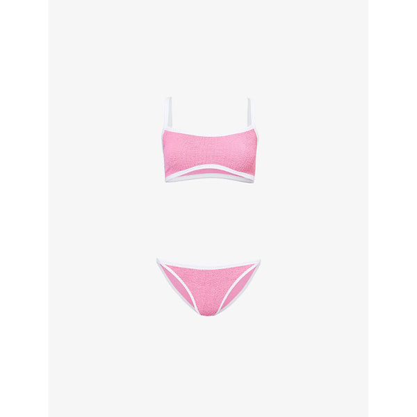 Hunza G Tyler contrast-trim seersucker bikini set