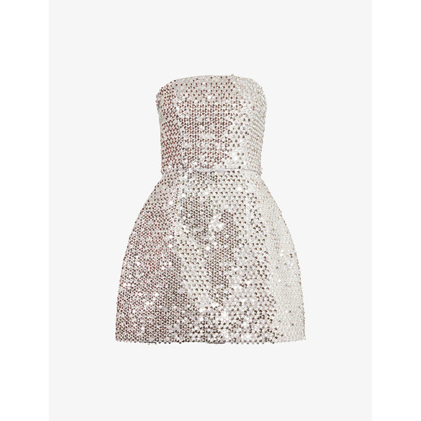 Nadine Merabi Lucia sequin strapless woven mini dress | NADINE MERABI