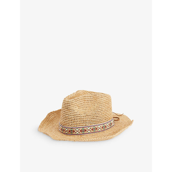 Melissa Odabash Cara Aztec-trim raffia cowboy hat