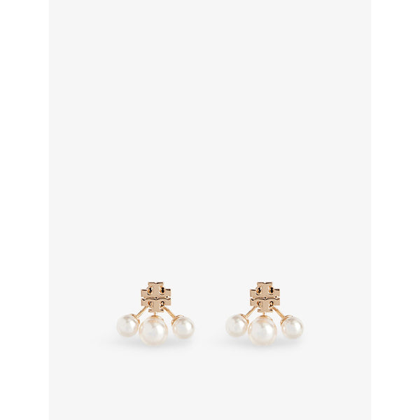 Tory Burch Kira 18ct yellow gold-plated brass and pearl earrings